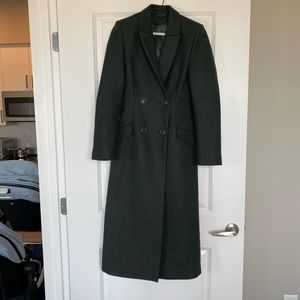 & other stories double breasted long dark green coat